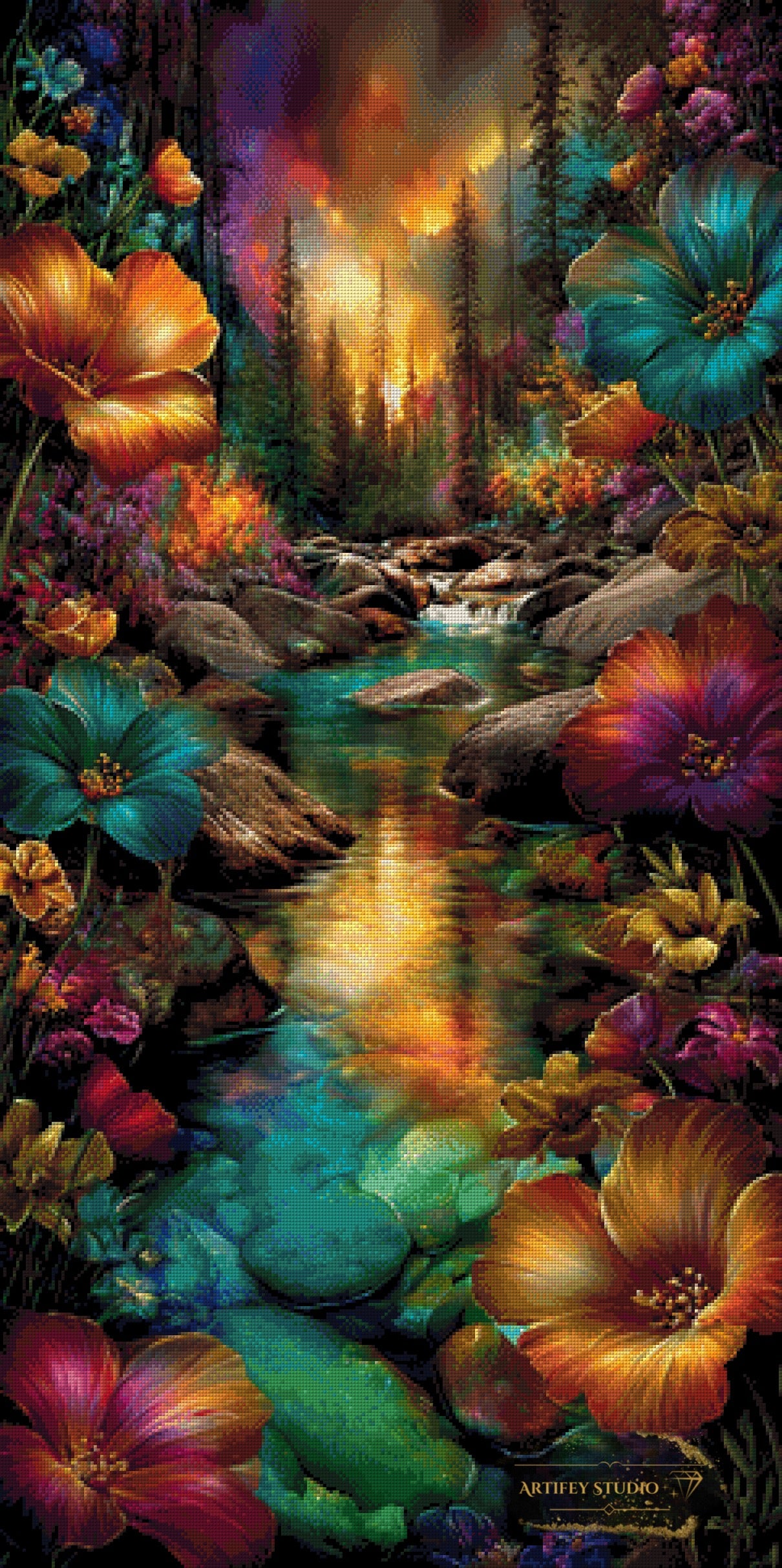 River of eternal Blooms by Skyler 60x120 mit 230 Farben