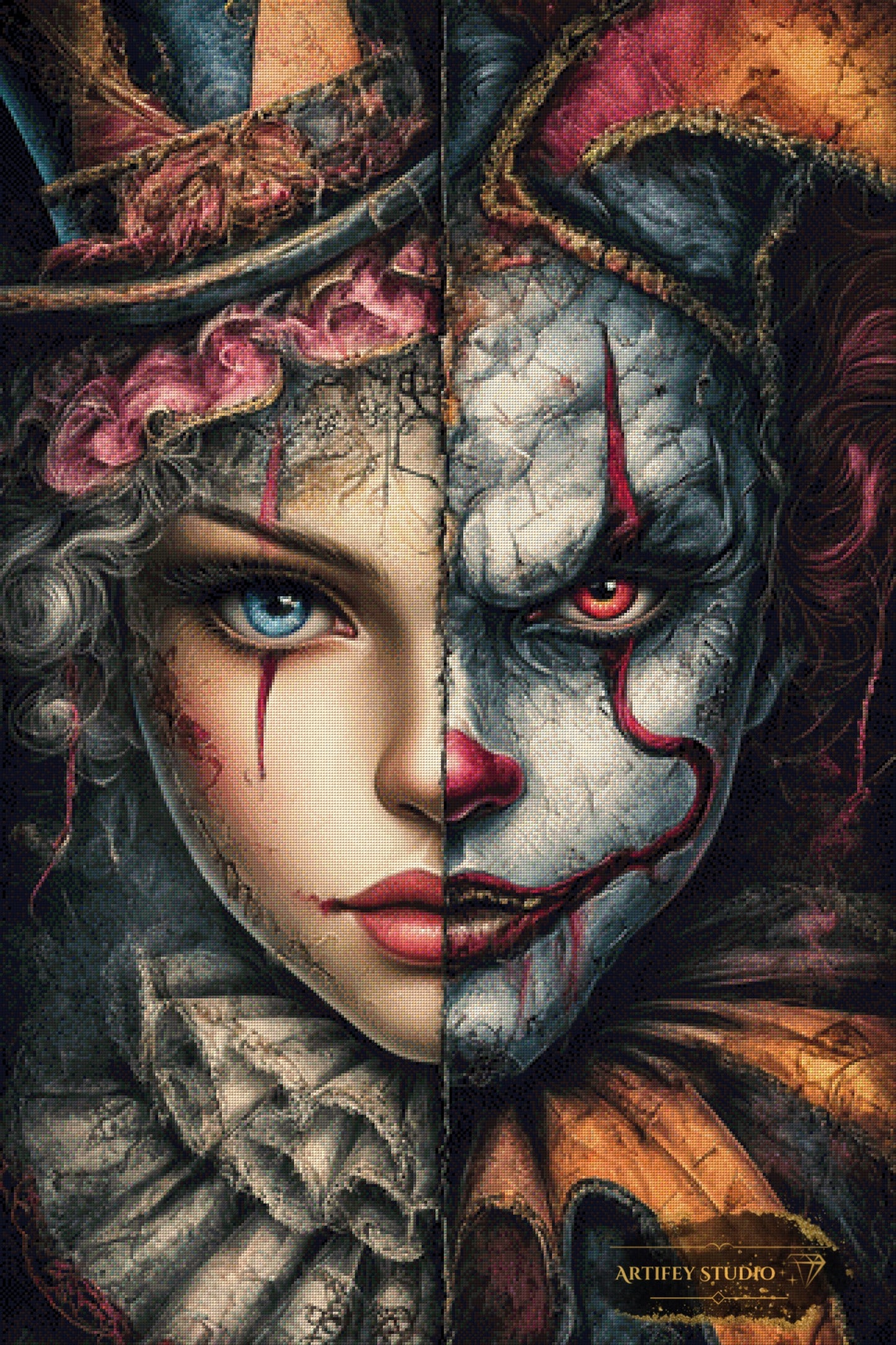 Zwei Gesichter by Kaida 80x120 mit 250 Farben