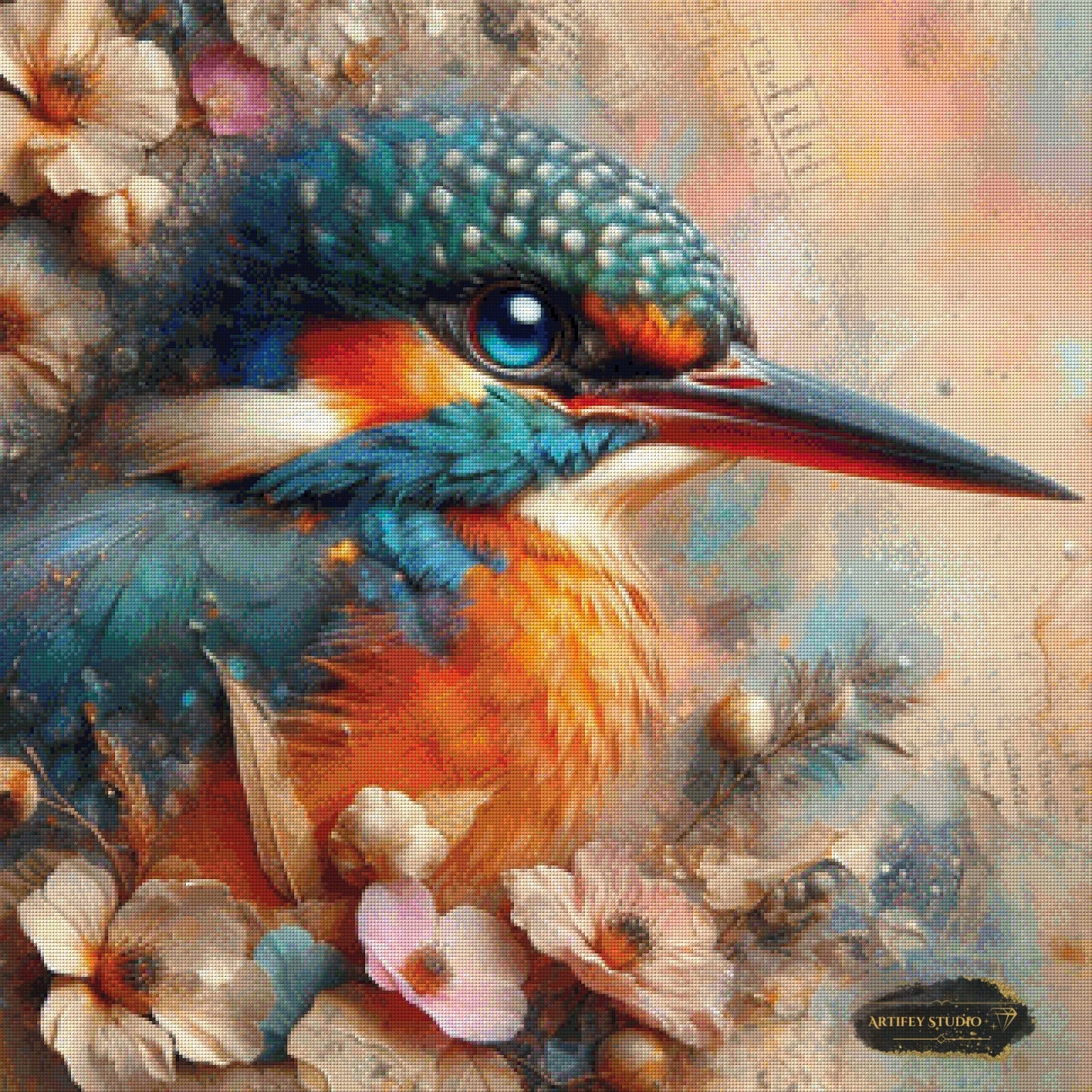 Vintage Eisvogel by MAD 80x80 mit 240 Farben