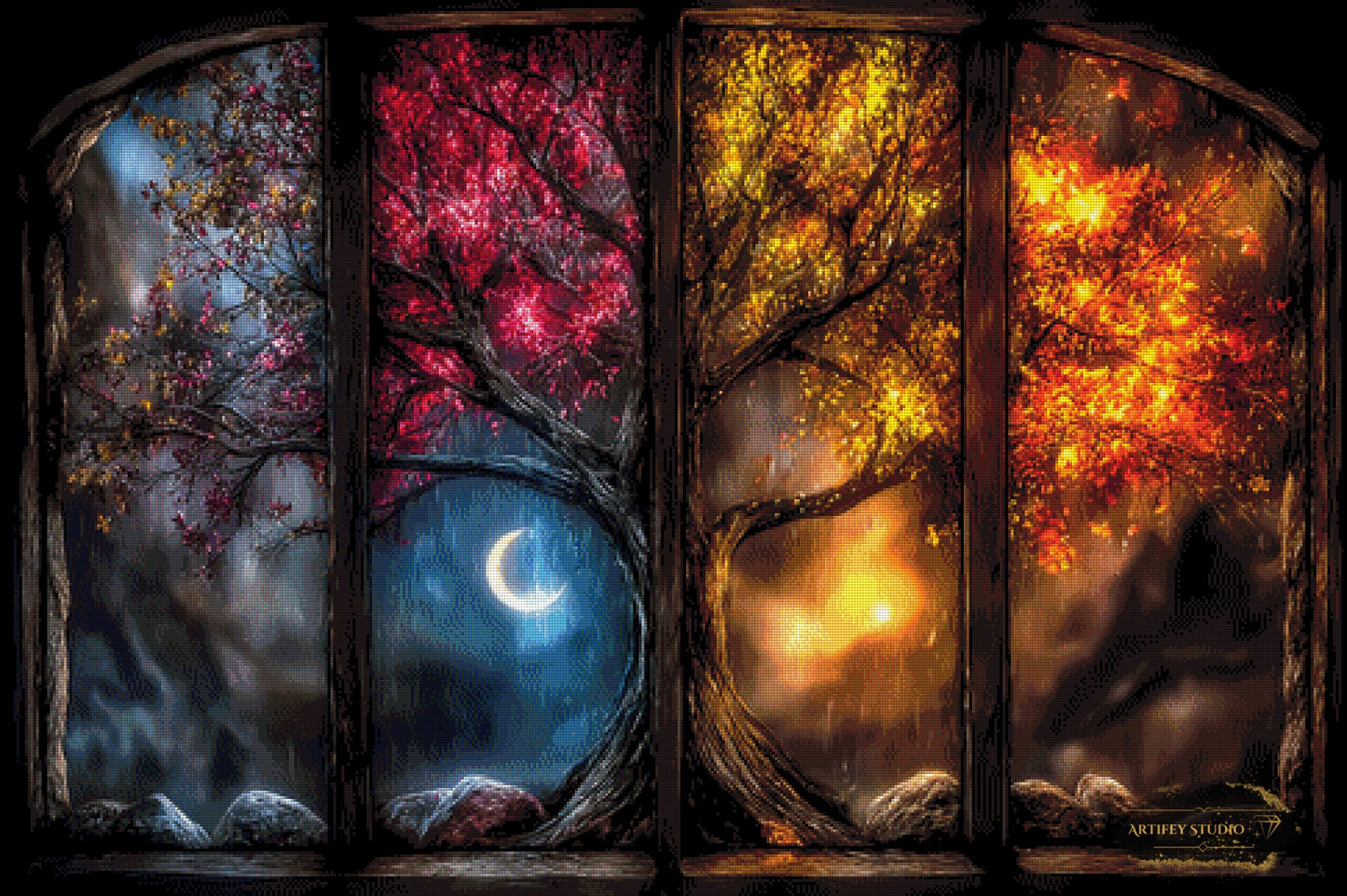 Windows of the 4 Seasons II by Skyler 120x80 mit 240 Farben