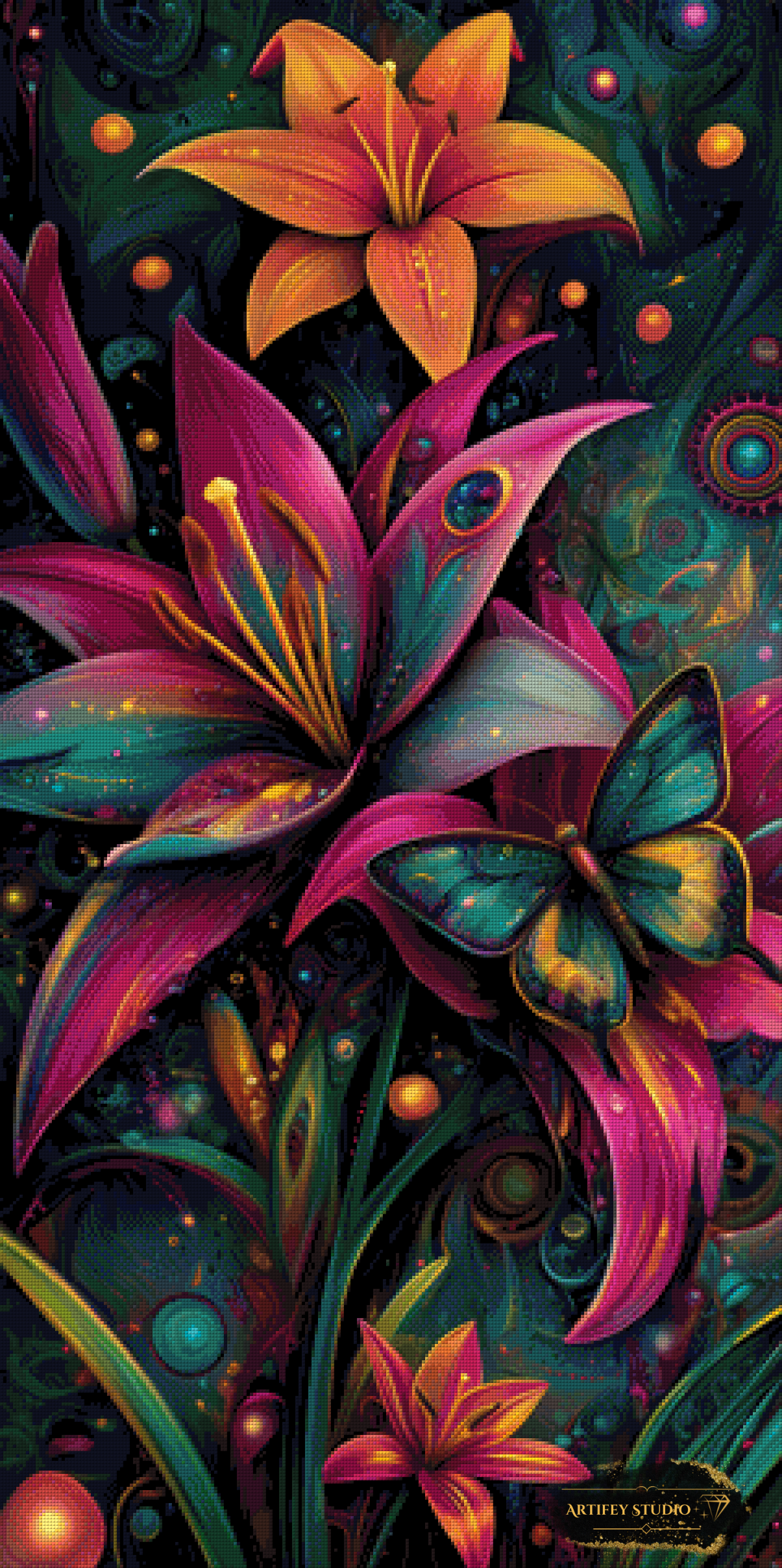 Abstract art of lilies by Skyler 60x120 mit 250 Farben