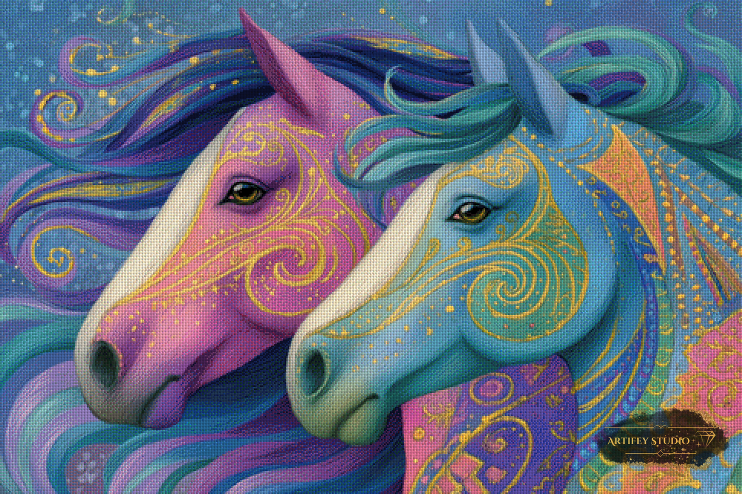 Wehende Mähnen by Salzkatze 120x80 mit 250 Farben