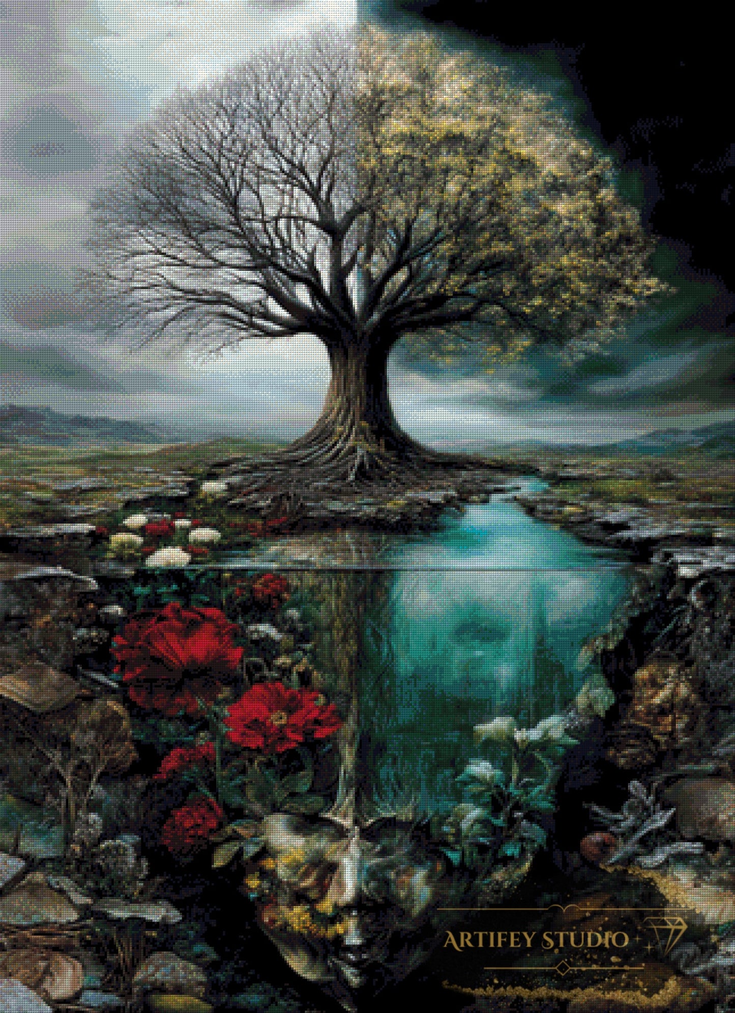 Tree of dual realms by Skyler 80x110 with 170 colors