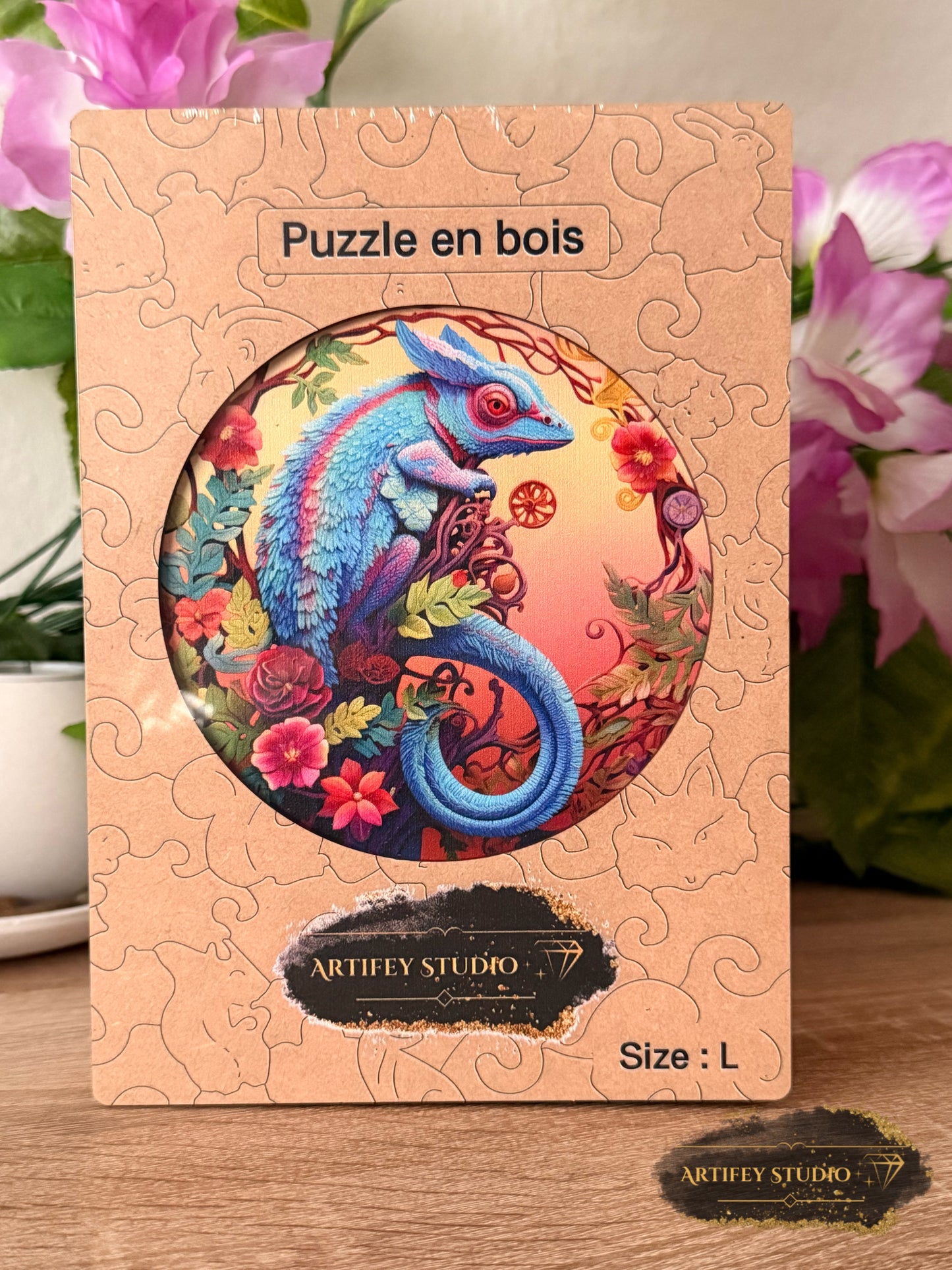 Holzpuzzle- Chamäleon