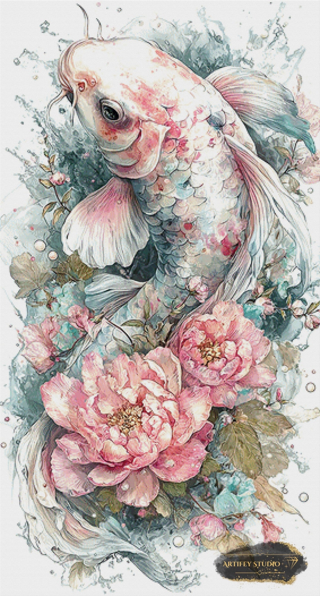 Aquatic Bloom by Mirael 70x130 mit 210 Farben Artifey Studio