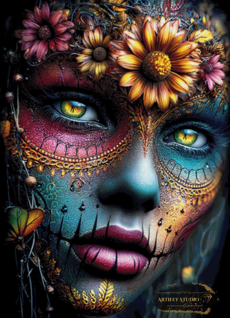 Florecimiento Eterno by Morrigan 80x110 mit 330 Farben - Artifey Studio