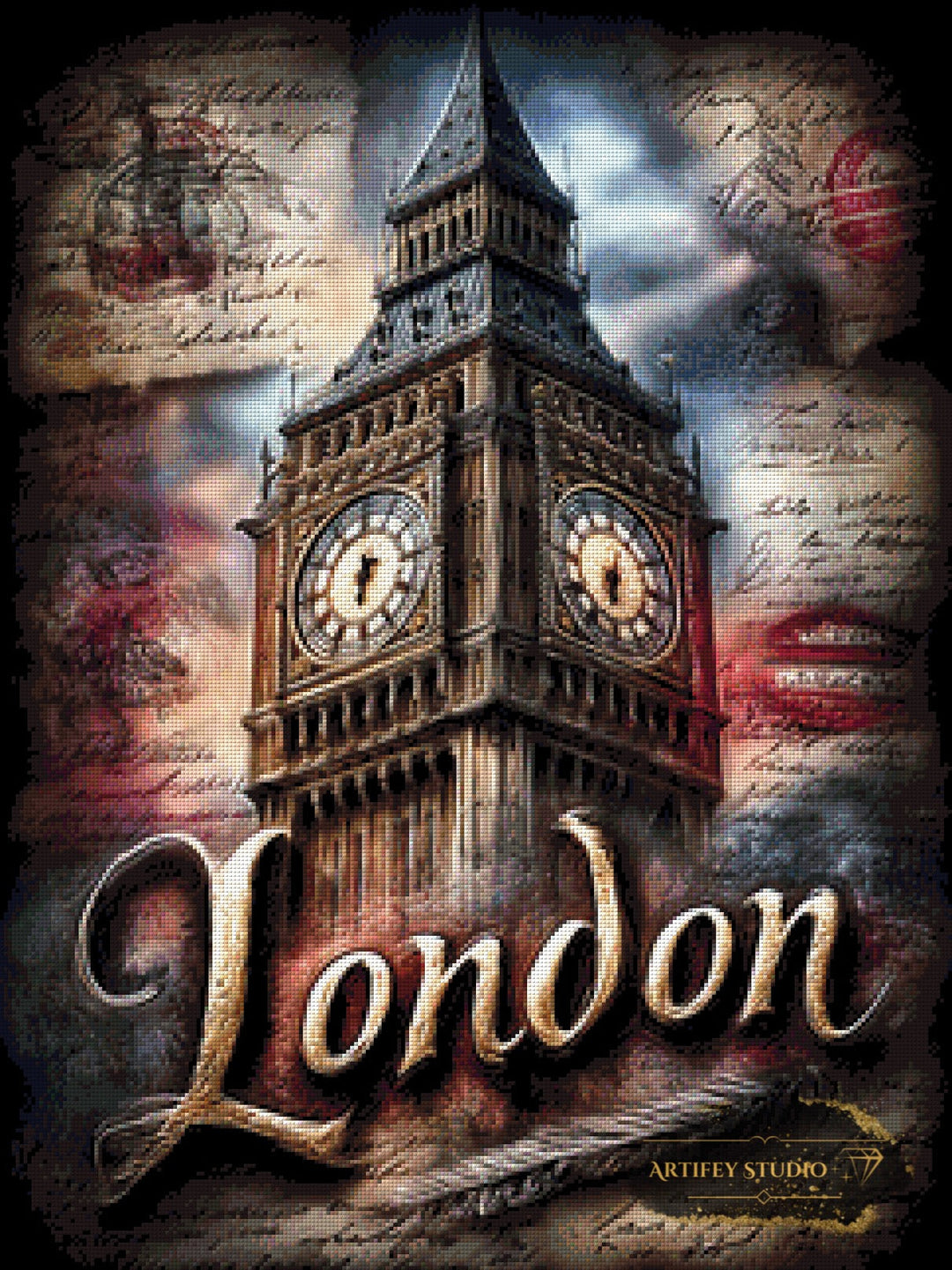 Postcard from London by Skyler 60x80 mit 160 Farben Artifey Studio