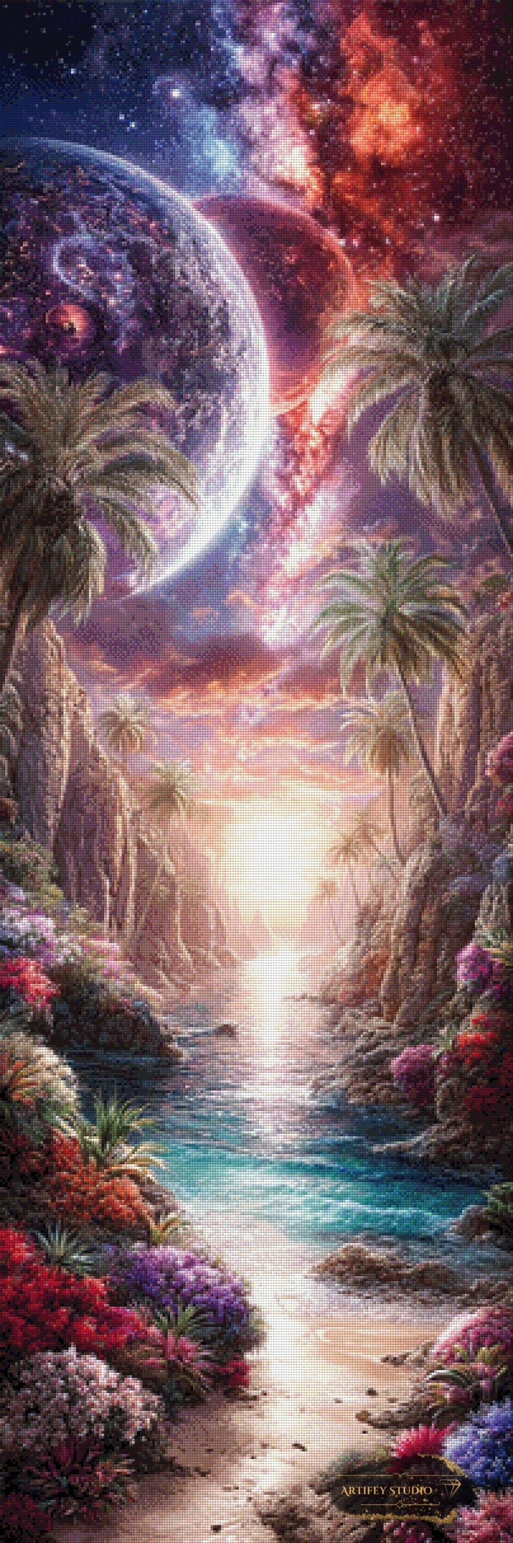 Kosmische Oase by Morrigan 50x150 mit 250 Farben - Artifey Studio