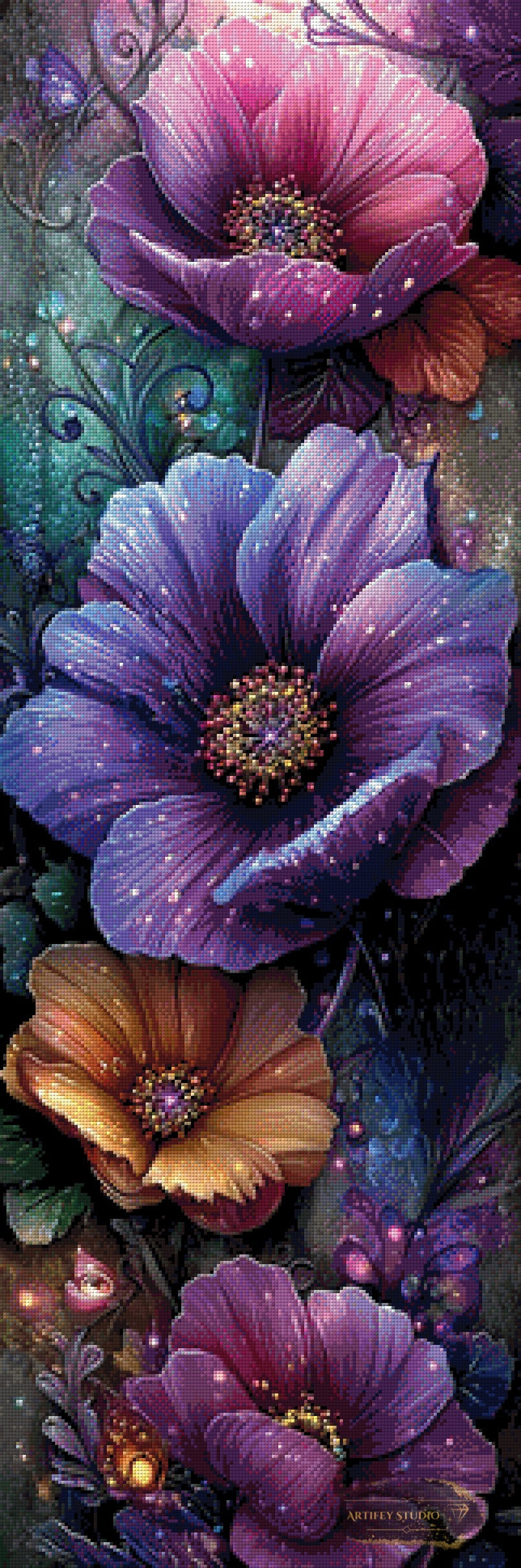Flower Power IV by Morrigan 40x120 mit 220 Farben - Artifey Studio