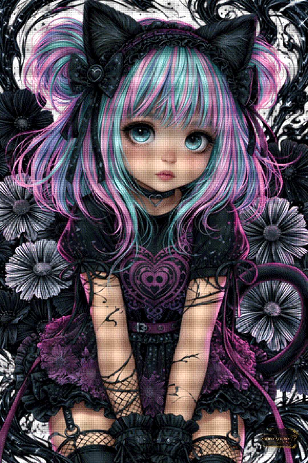 Midnight Kitty by Lexxa 80x120 mit 180 Farben