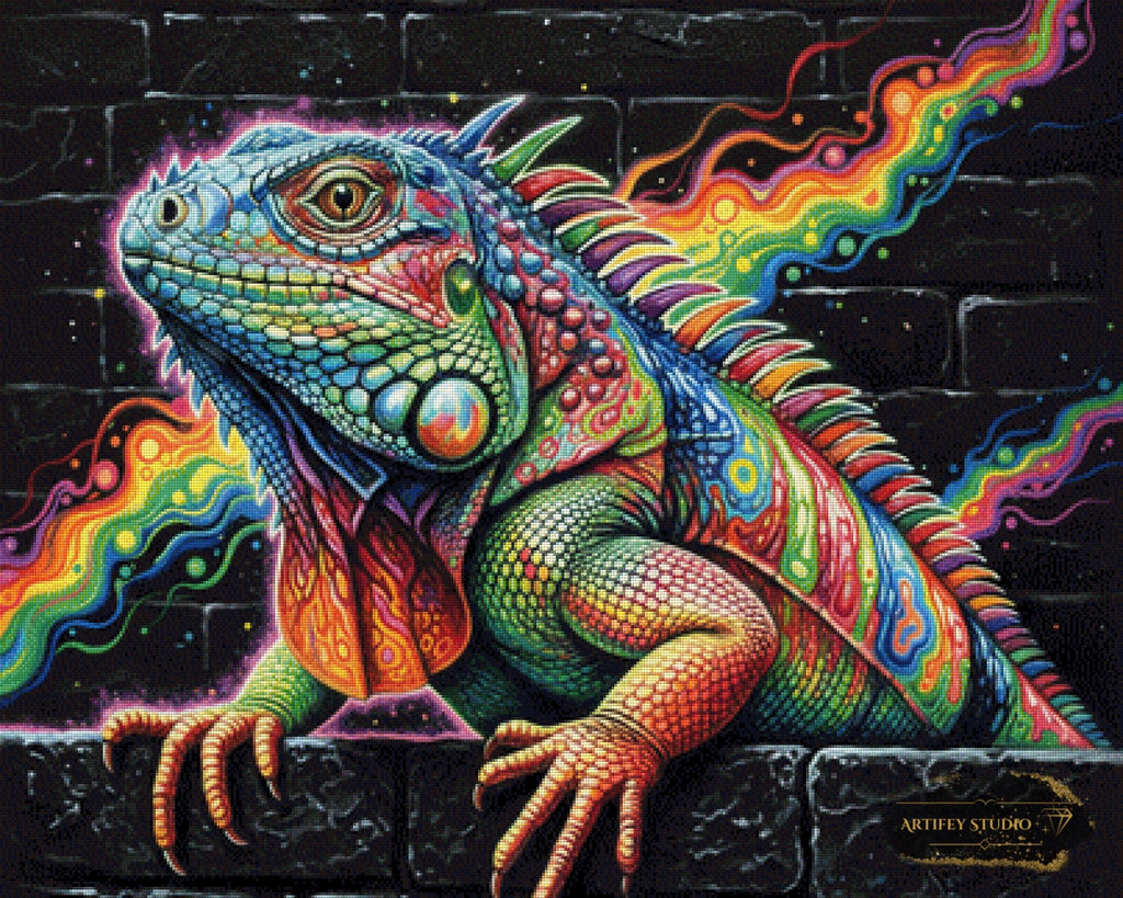Graffiti Reptil by Pixxchicks 100x80 mit 360 Farben Artifey Studio