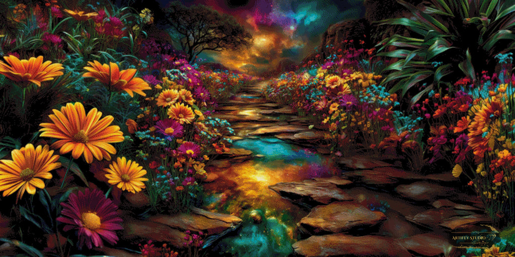 River of eternal Blooms II by Skyler 160x80 mit 240 Farben - Artifey Studio