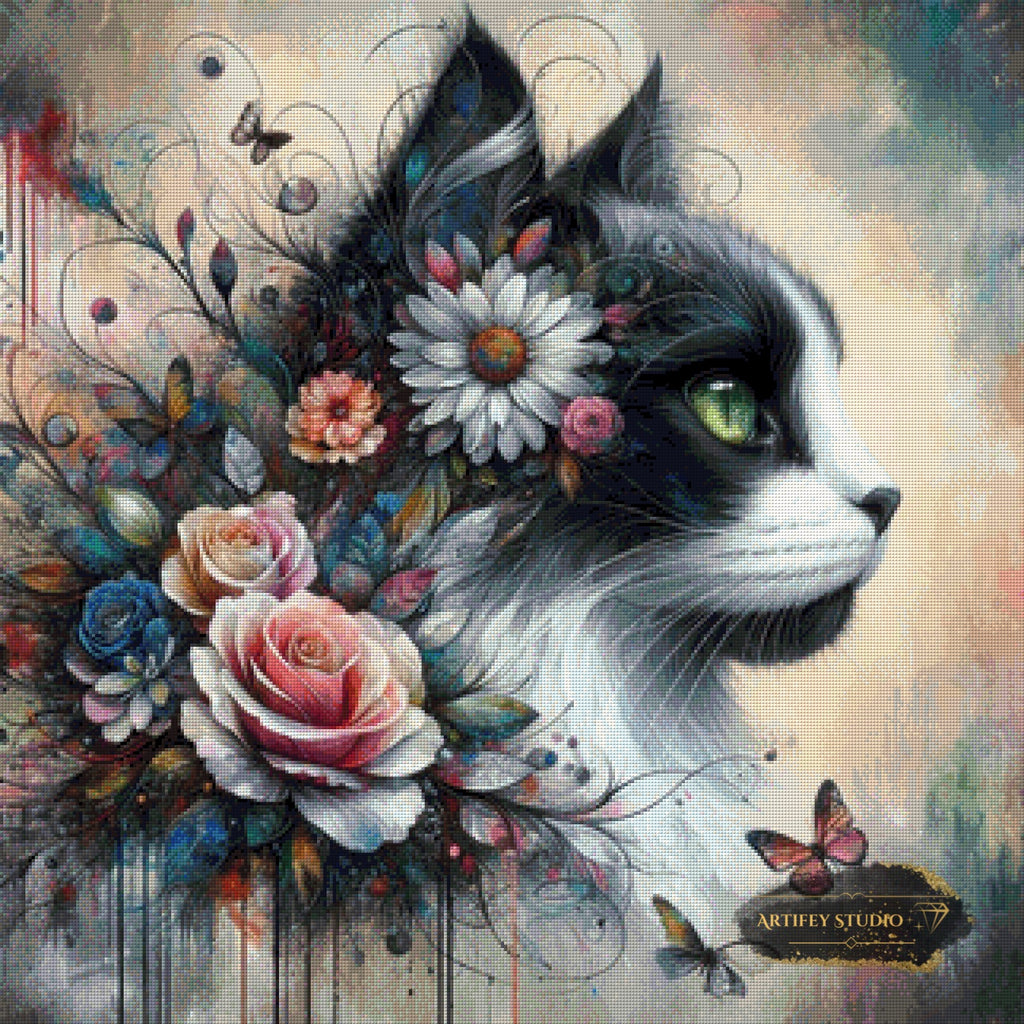 Blumen Miezi by Lexxa 80x80 mit 180 Farben - Artifey Studio