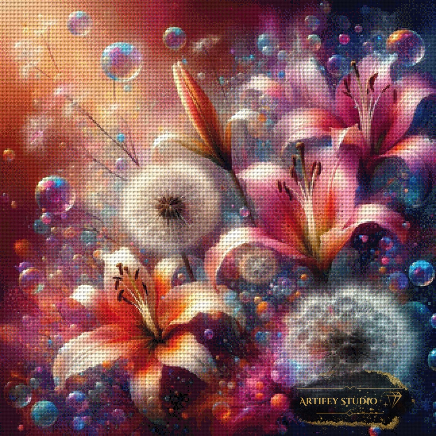 Seifenblasen-Garten by Artifey 80x80 mit 290 Farben