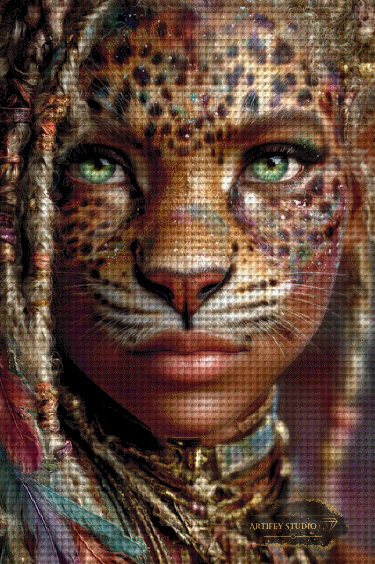 Leopardenfrau by Salzkatze 80x120 mit 200 Farben