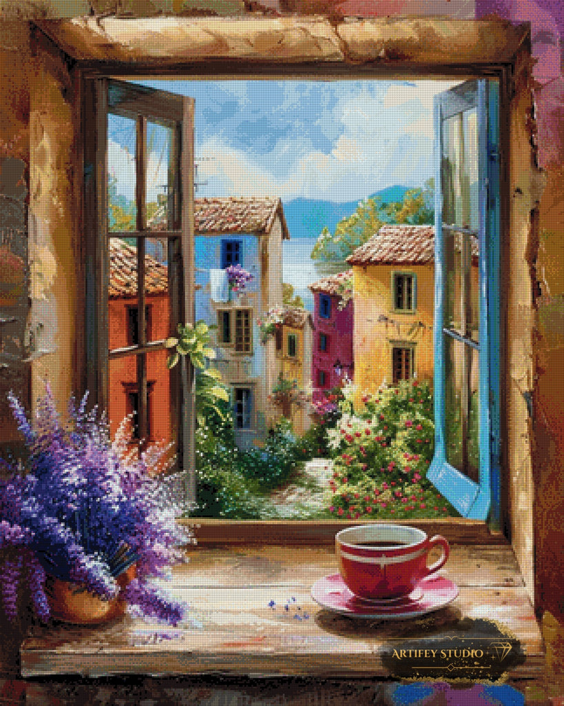 Caffé con Vista by Mirael 80x100 mit 290 Farben - Artifey Studio