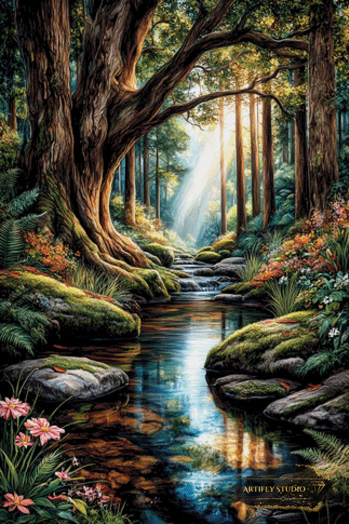 Waldblick by Kaida 80x120 mit 290 Farben Artifey Studio