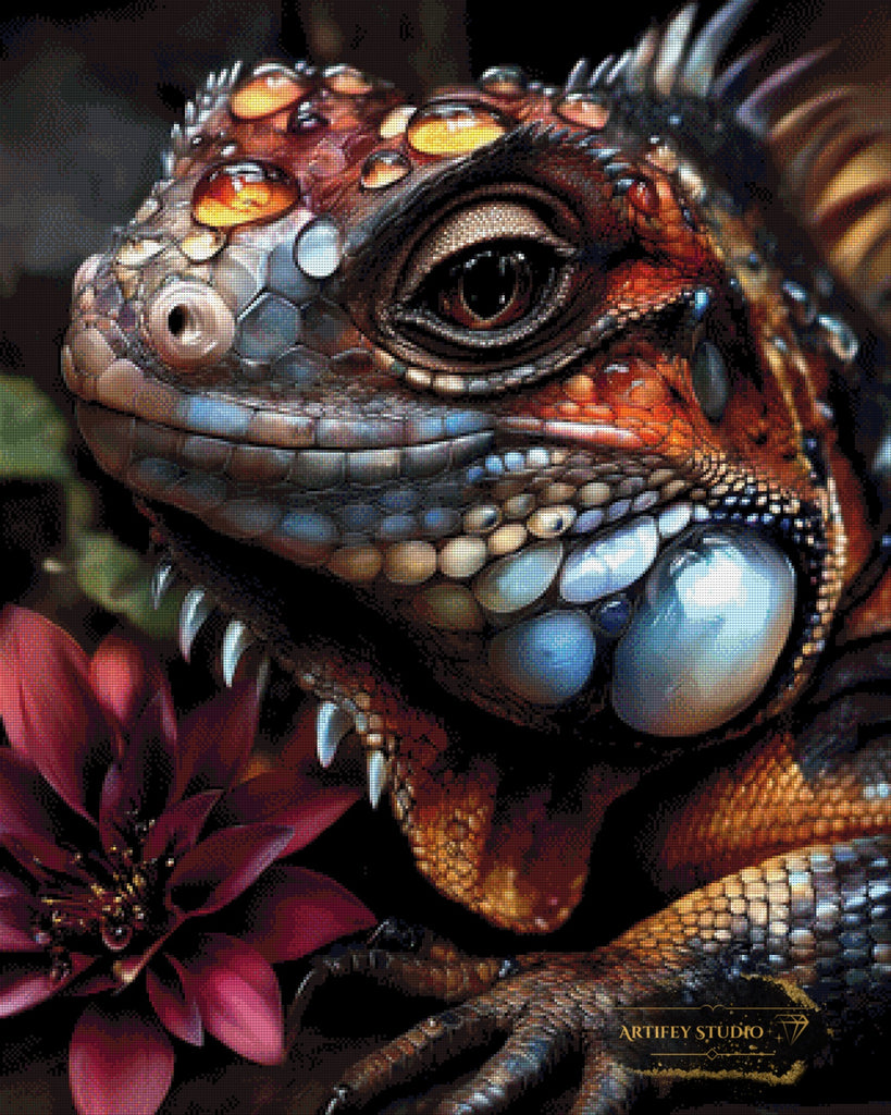 Terracotta-Leguan by Mirael 80x100 mit 260 Farben - Artifey Studio