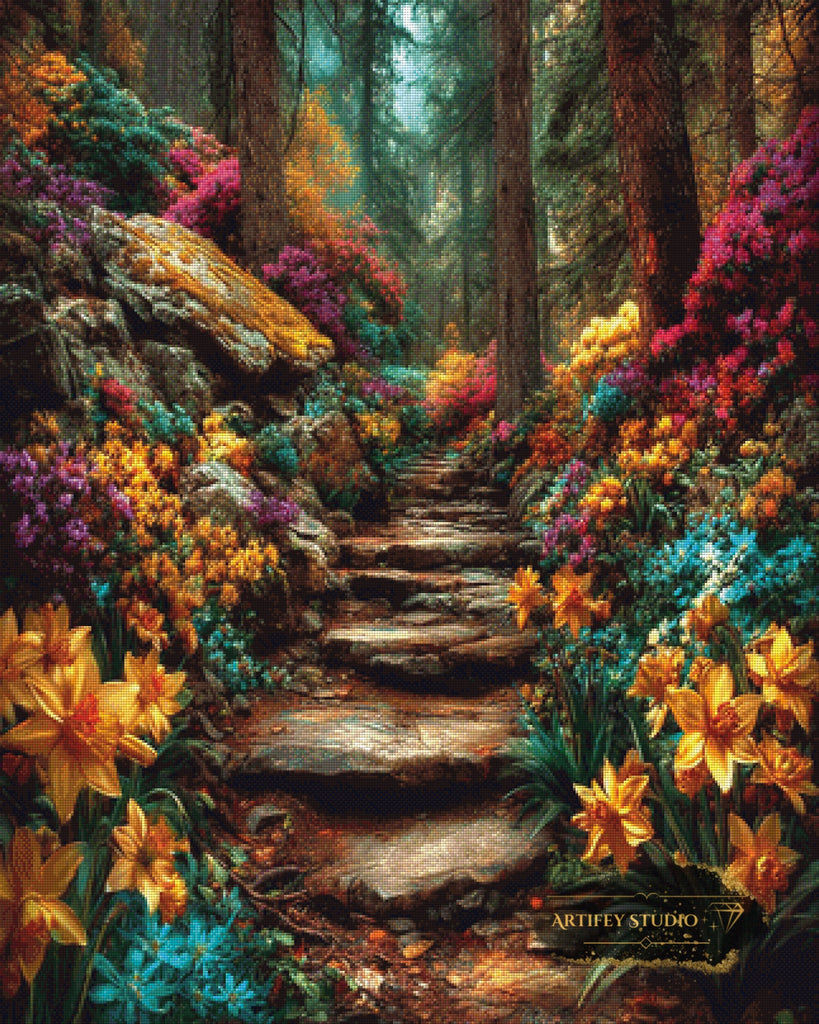 Flower path by Skyler 80x100 mit 260 Farben - Artifey Studio