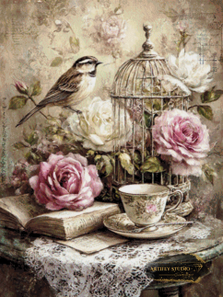 Vintage-Birdy by LaViie 60x80 mit 130 Farben - Artifey Studio