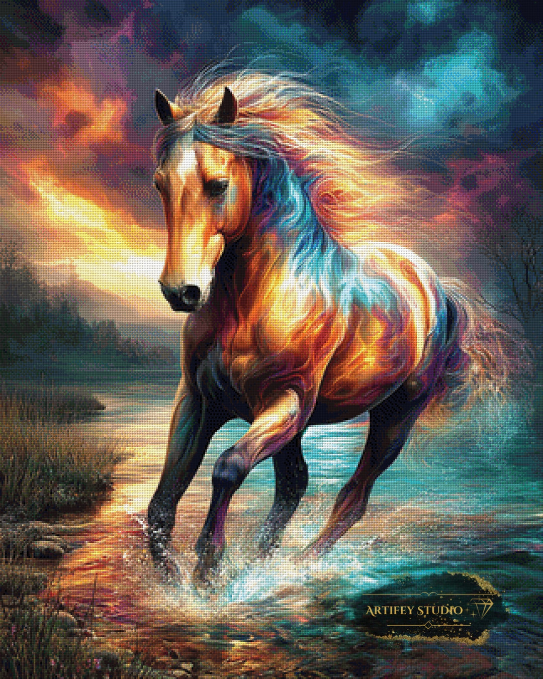 Golden Hoofprint by Skyler 80x100 mit 250 Farben - Artifey Studio