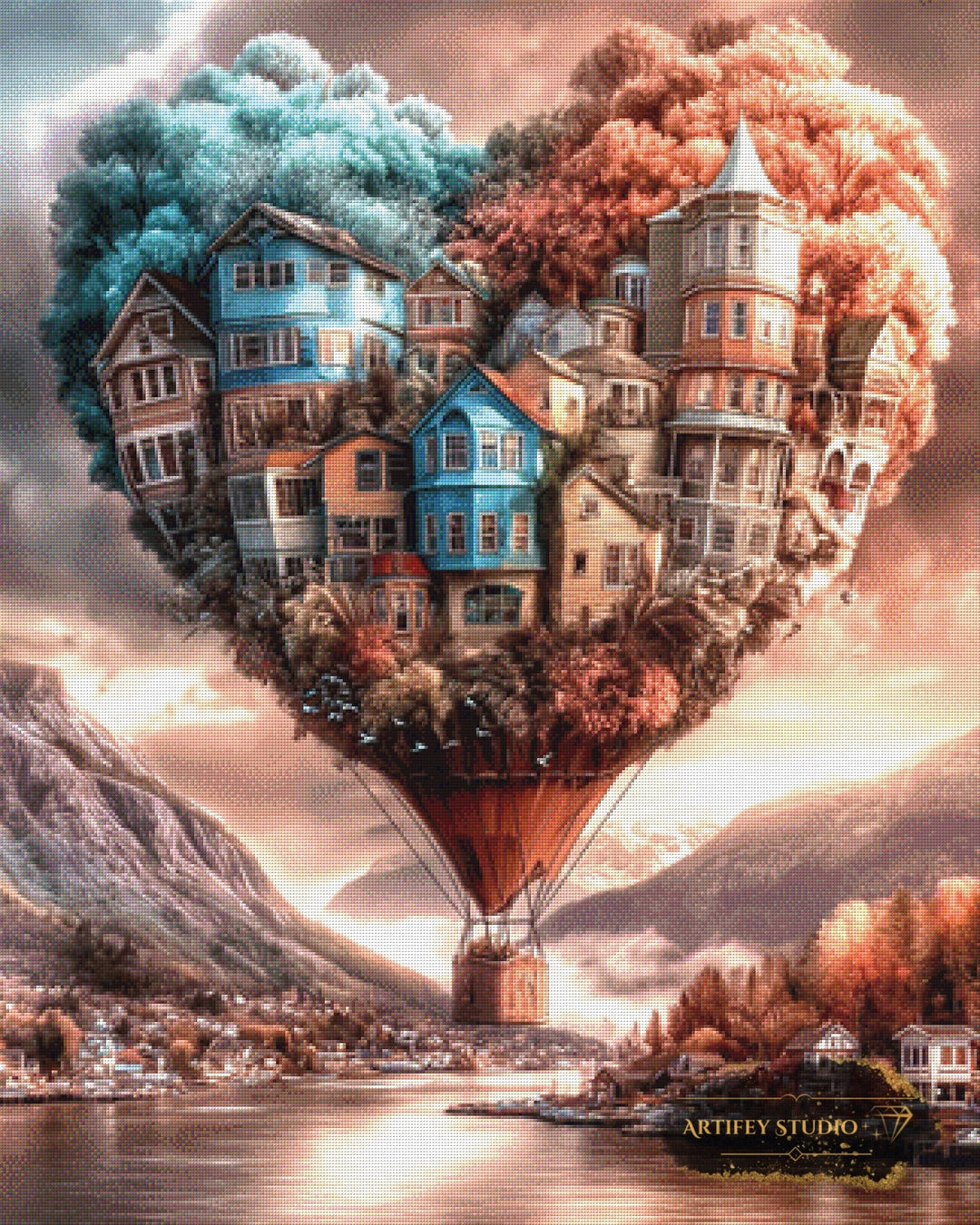 Schwebendes Herz der Heimat by LaViie 80x100 mit 210 Farben Artifey Studio