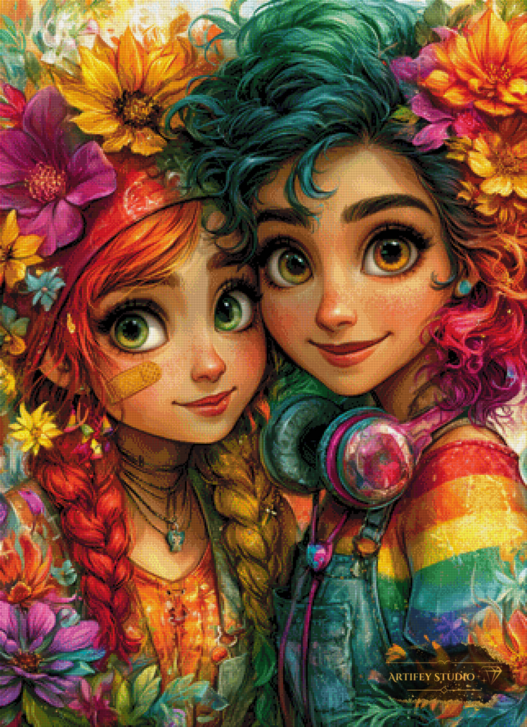 Rainbow Besties by Skyler 80x110 mit 340 Farben