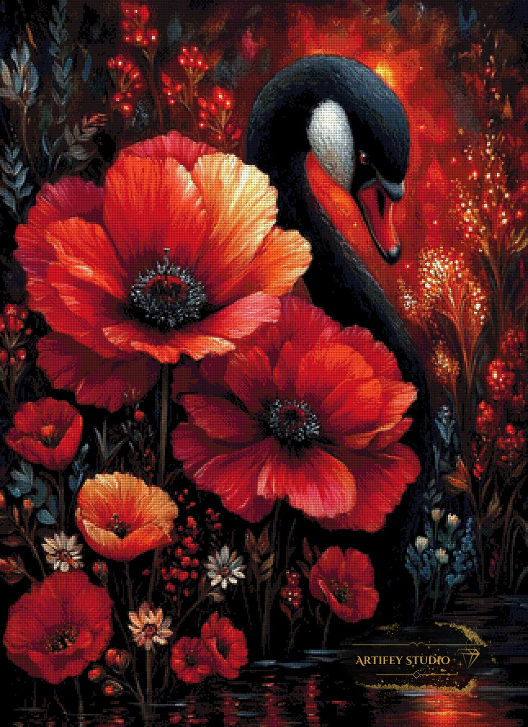 Ruby Swan by Morrigan 80x110 mit 190 Farben - Artifey Studio
