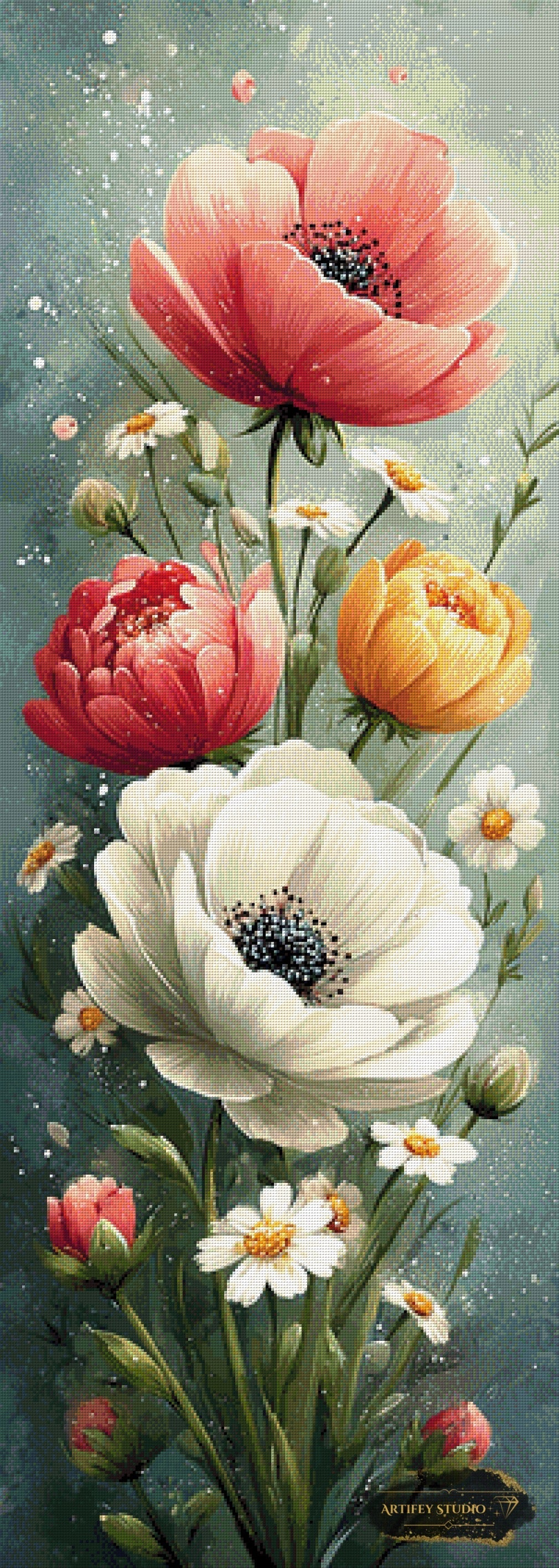 Anemonen Zauber by Mirael 50x140 mit 210 Farben Artifey Studio