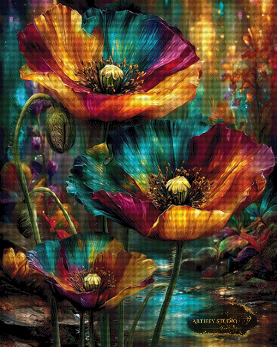 Rainbow flowers by Skyler 80x100 mit 260 Farben - Artifey Studio