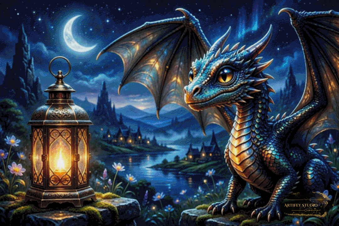Moon Dragon by the River by MAD 120x80 with 260 colors