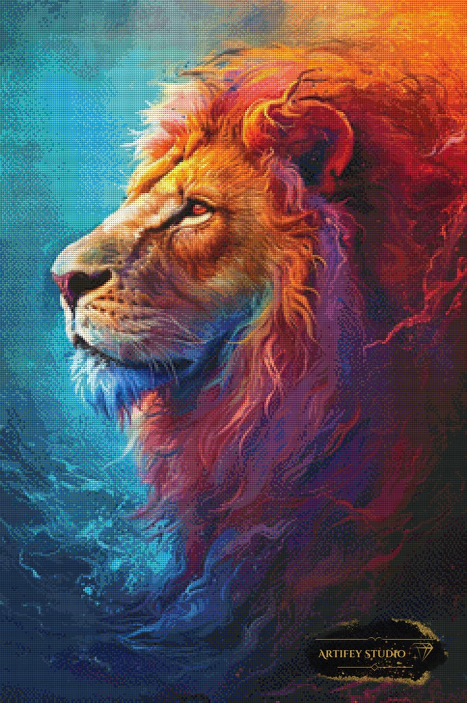 Nebula Lion by Pixxchicks 60x90 mit 250 Farben Artifey Studio