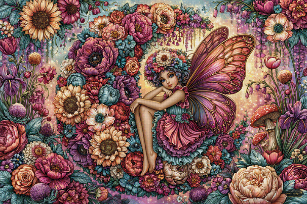 Blütenfee Flora by Mirael 150x100 mit 320 Farben