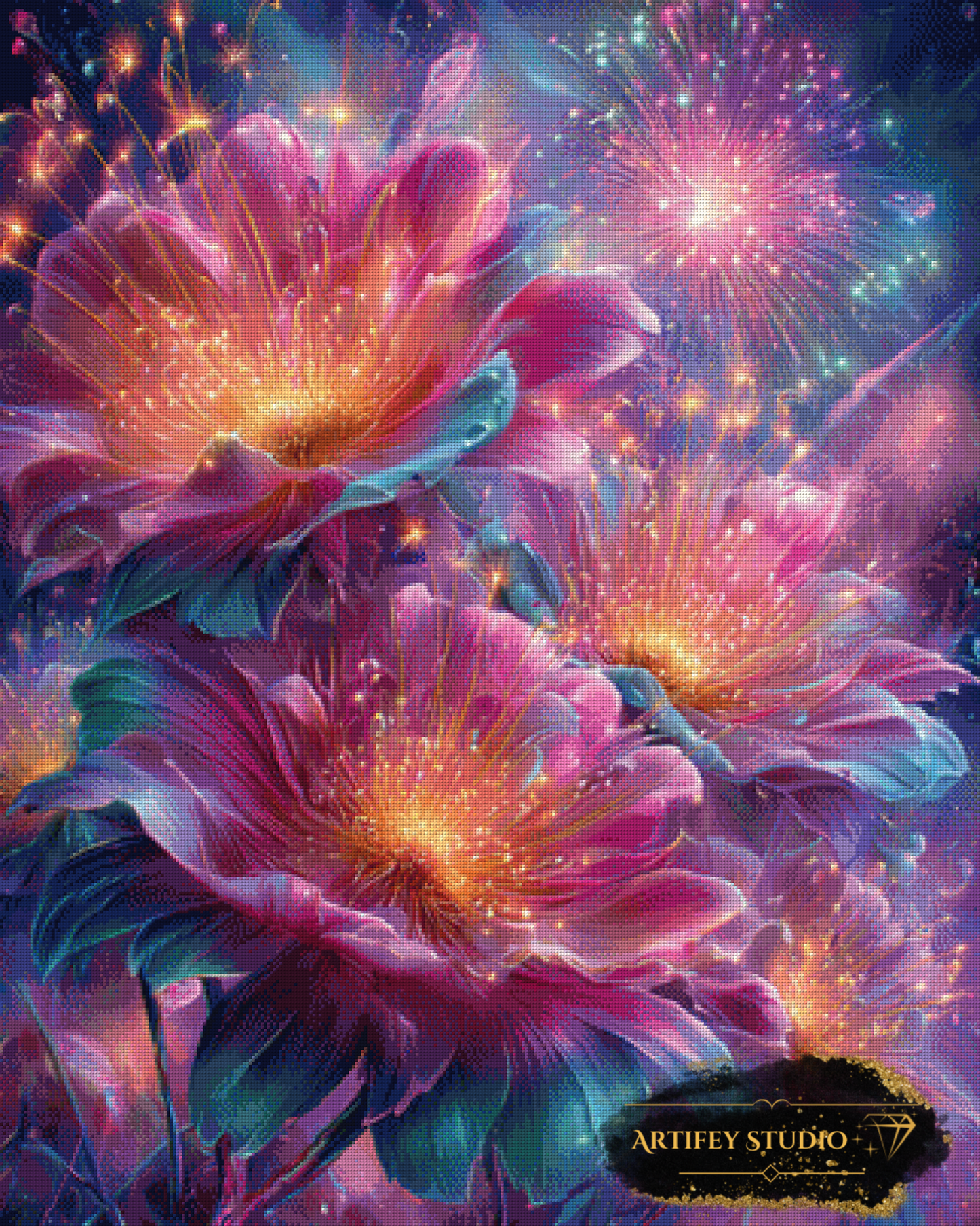Flowers Fireworks by Artifey 80x100 with 250 colors