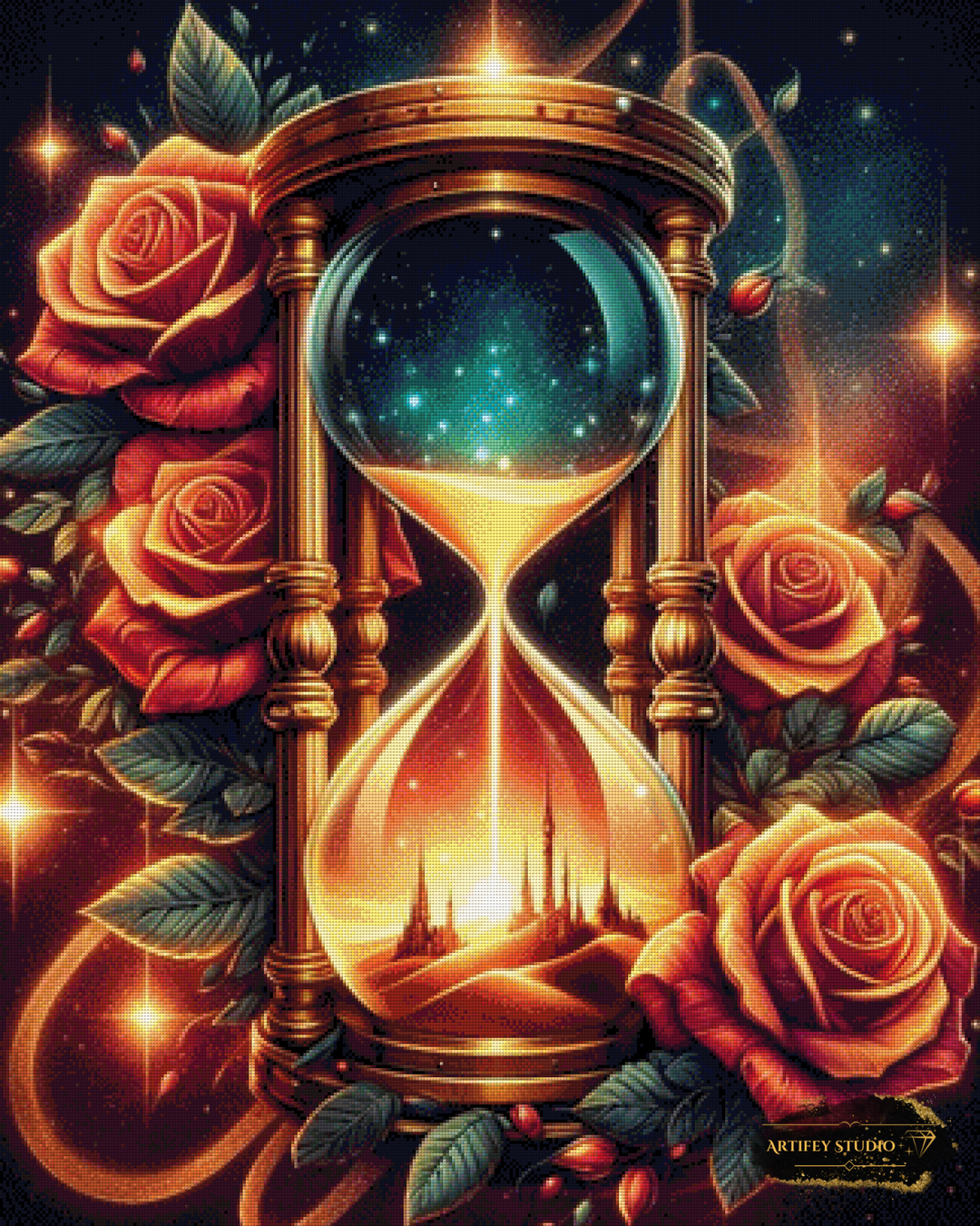 Rosensanduhr by Morrigan 80x100 mit 240 Farben - Artifey Studio