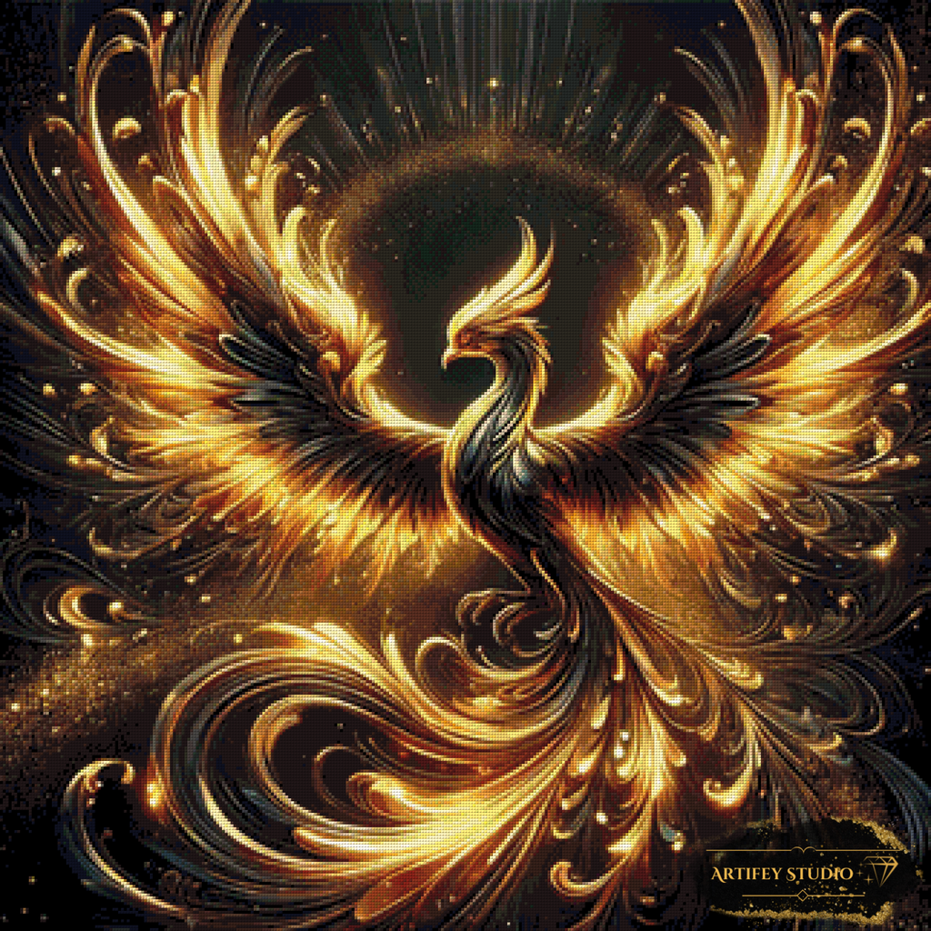 Golden Phoenix by Diynamite 80x80 mit 120 Farben - Artifey Studio