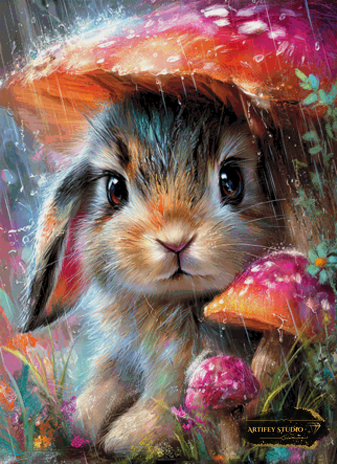 Rain Rabbit by Artifey 80x110 mit 370 Farben - Artifey Studio