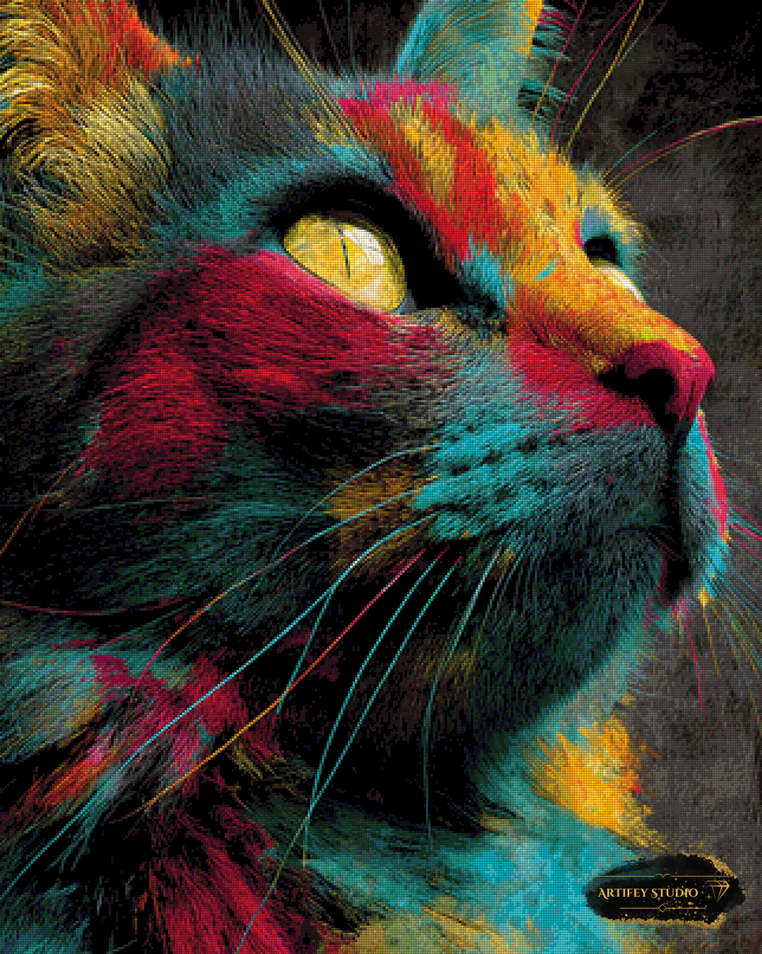 Bunter Kater by Mirael 80x100 mit 270 Farben - Artifey Studio