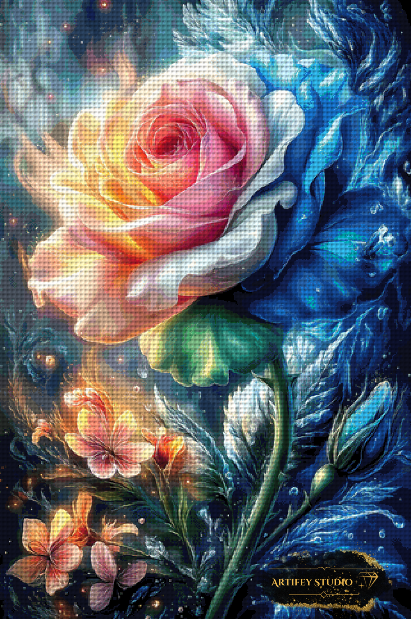 Fire and Ice Rose by Mirael 80x120 with 360 colors
