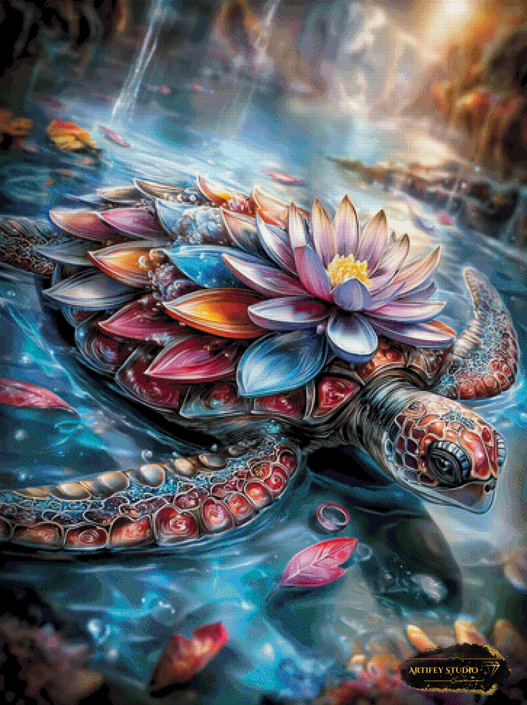 Flower Turtle by Mirael 90x120 mit 320 Farben - Artifey Studio