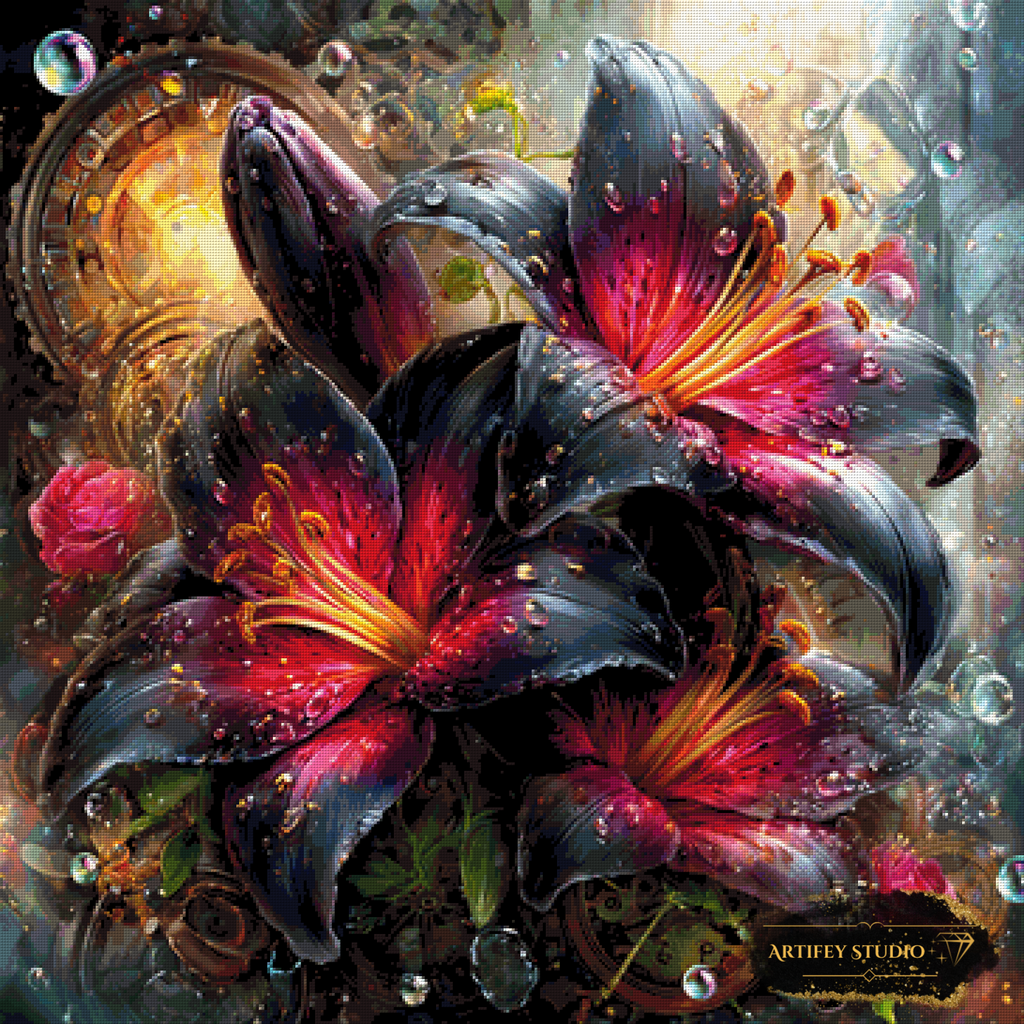 Schwarze Lilien by Artifey 90x90 mit 340 Farben - Artifey Studio