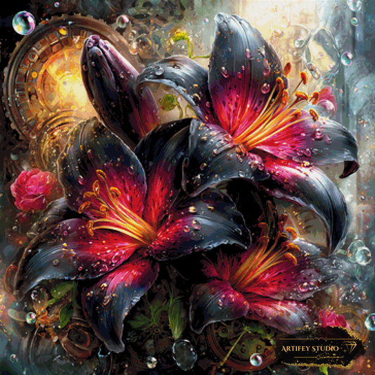 Schwarze Lilien by Artifey 90x90 mit 370 Farben