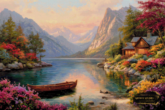 Hütte am See by Salzkatze 120x80 mit 260 Farben