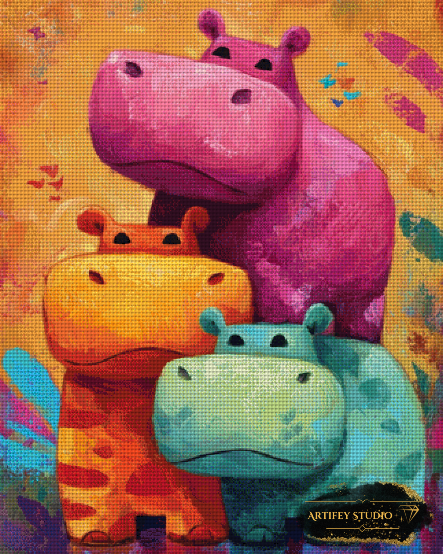 Bunte Hippo-Pyramide by Salzkatze 80x100 mit 270 Farben