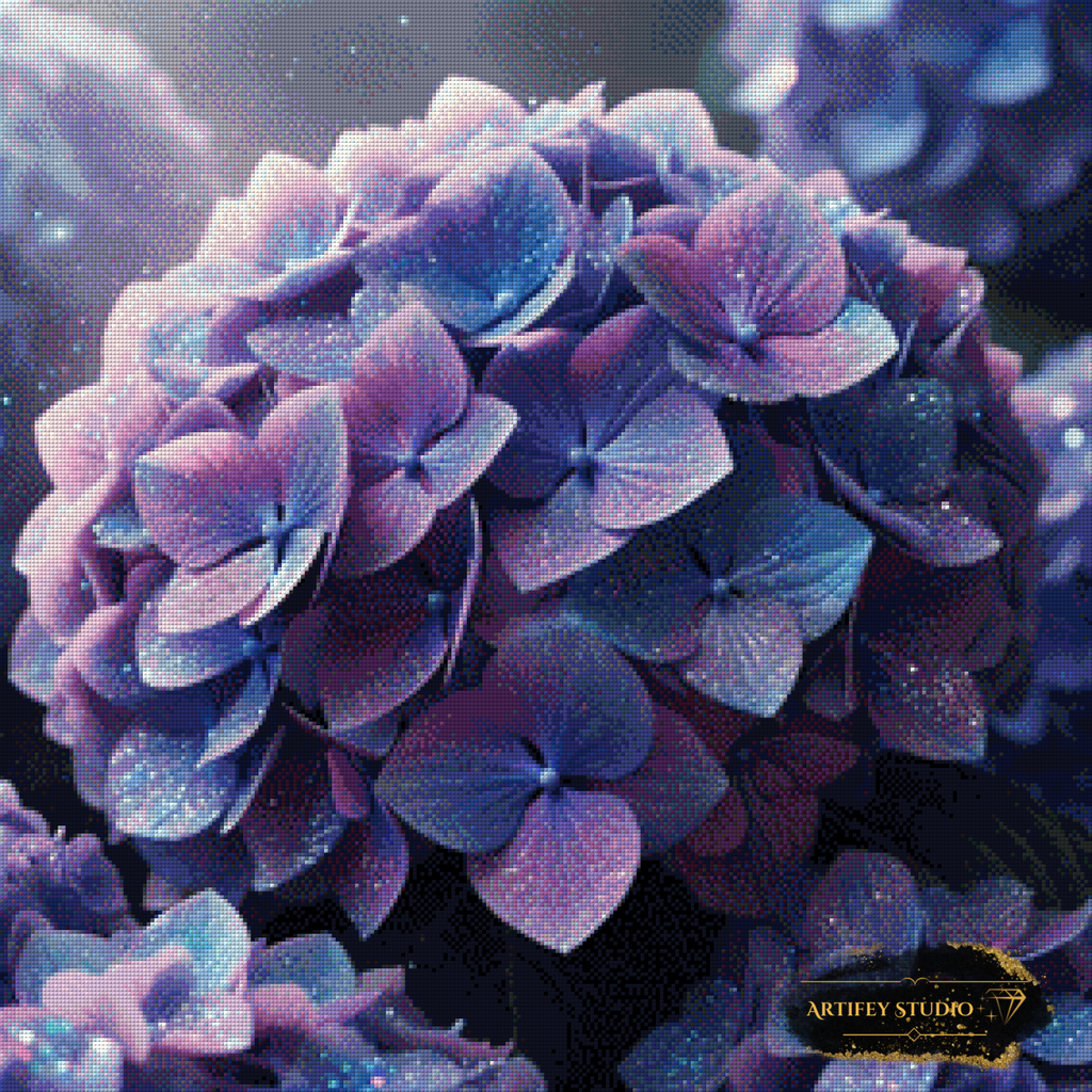 Blaue Hortensie by Diynamite 70x70 mit 100 Farben - Artifey Studio