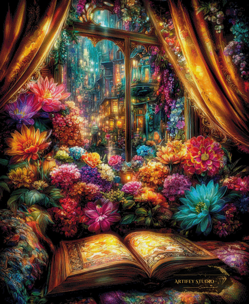The floral Grimoire by Skyler 90x110 mit 330 Farben - Artifey Studio
