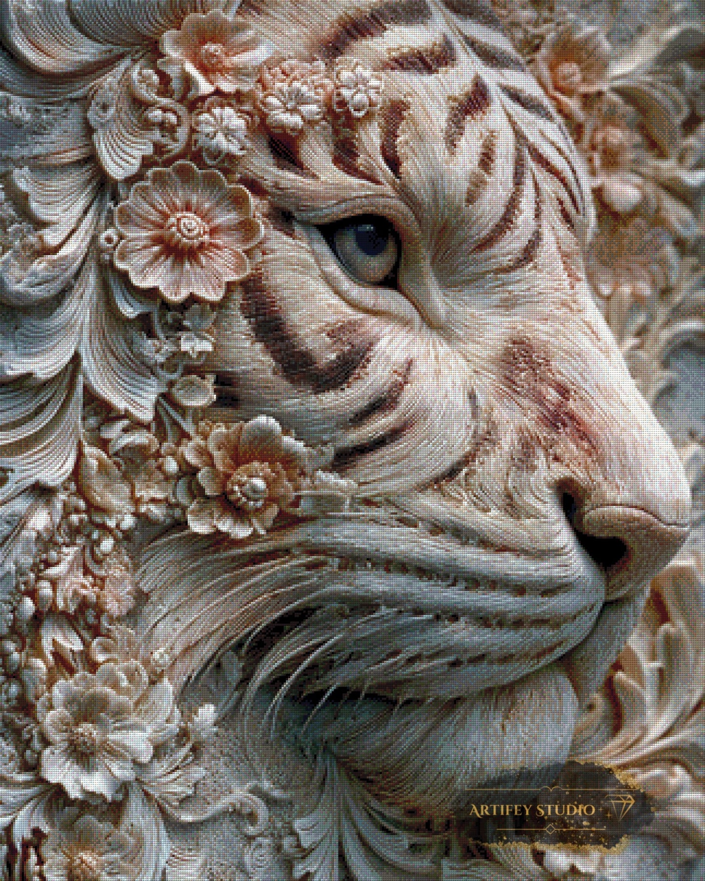 Tigris in Relevo by Morrigan 80x100 mit 130 Farben