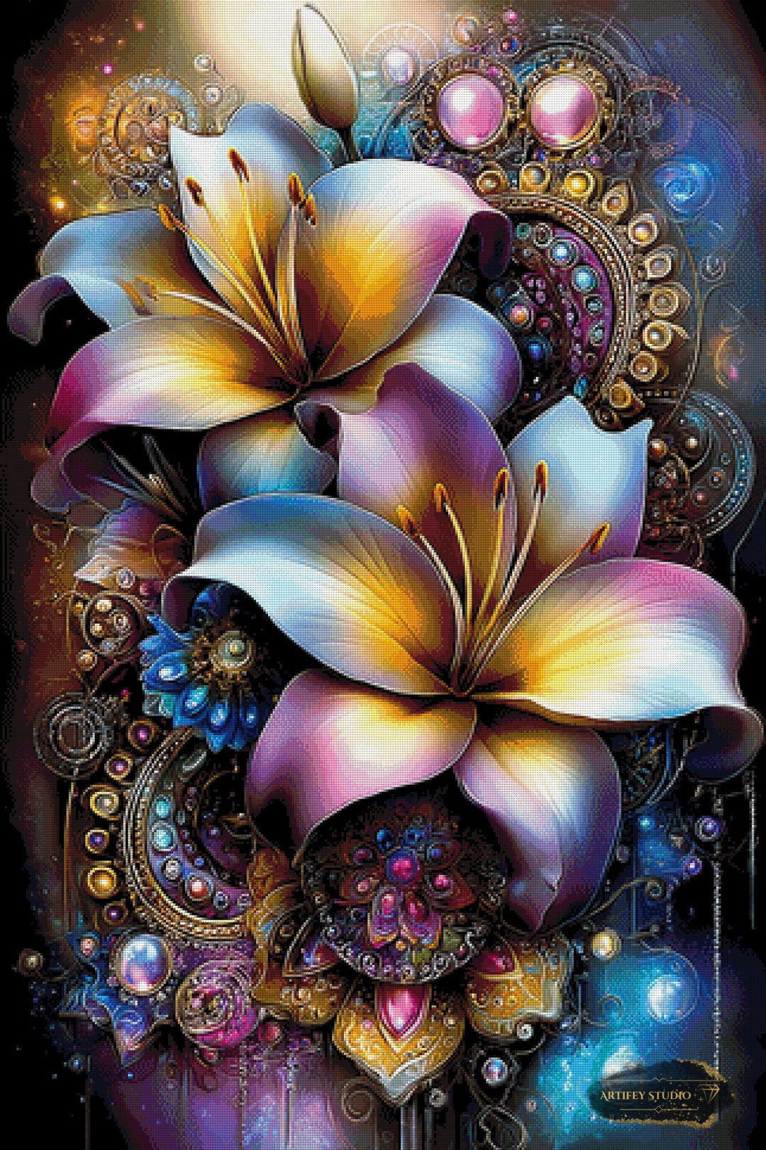 Fleurs de Luxe by Morrigan 80x120 mit 290 Farben Artifey Studio