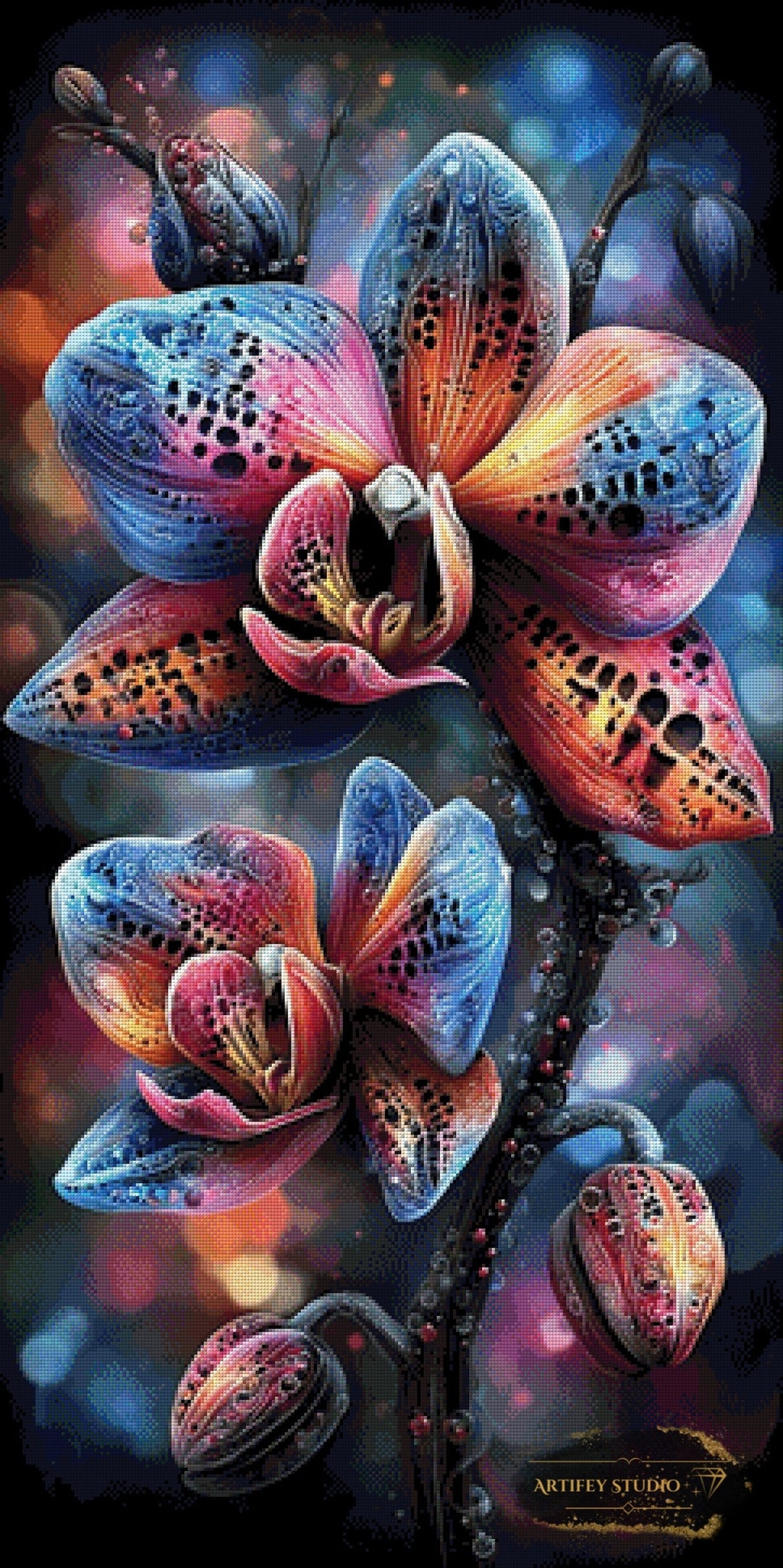 Midnight Orchids by Skyler 60x120 mit 260 Farben Artifey Studio