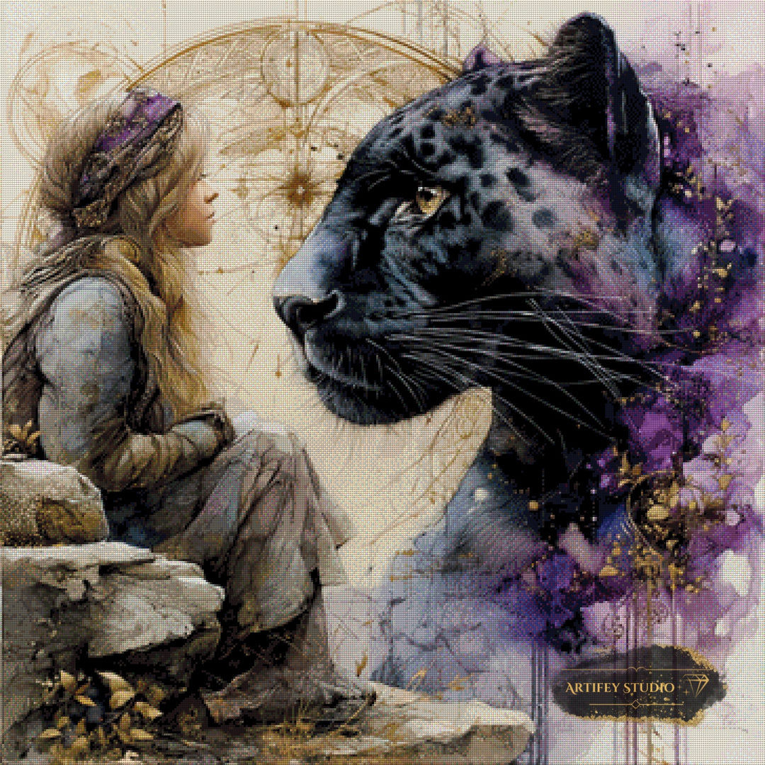 Clare and the Black Panther by Lexxa 90x90 mit 130 Farben - Artifey Studio